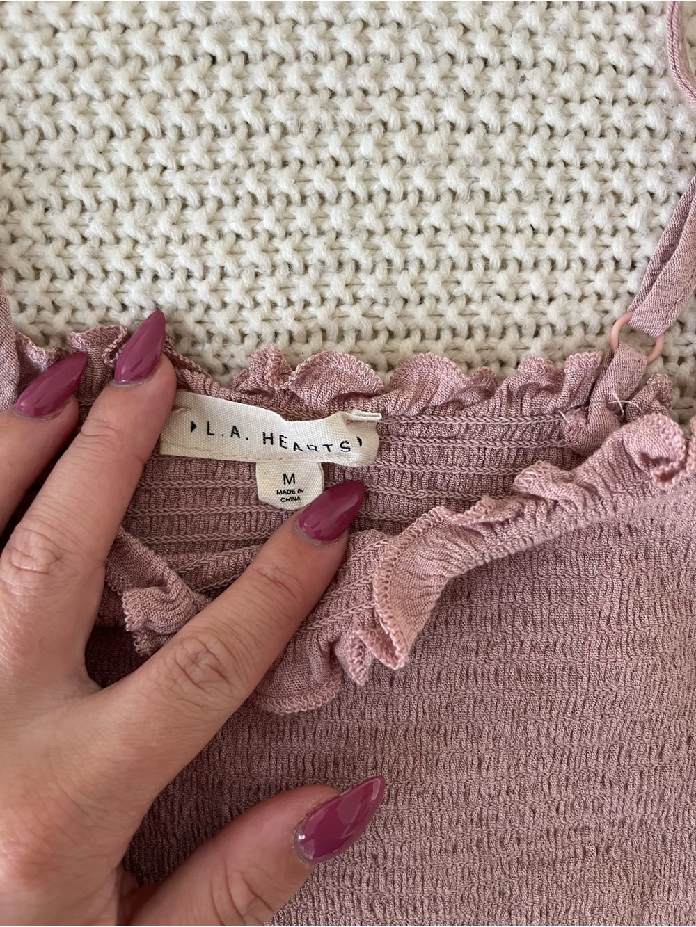 Dusty Pink Ruffle Tank Top - Picture 3 of 3